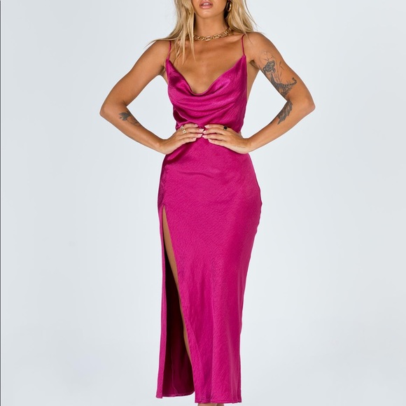 Princess Polly LIONESS Silk slit dress - Picture 3 of 16